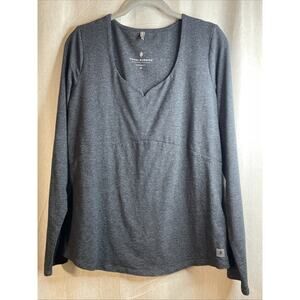 Royal Robbins Womens L Yosemite Top Shirt Dark Gray V-neck L/S Hiking Outdoor